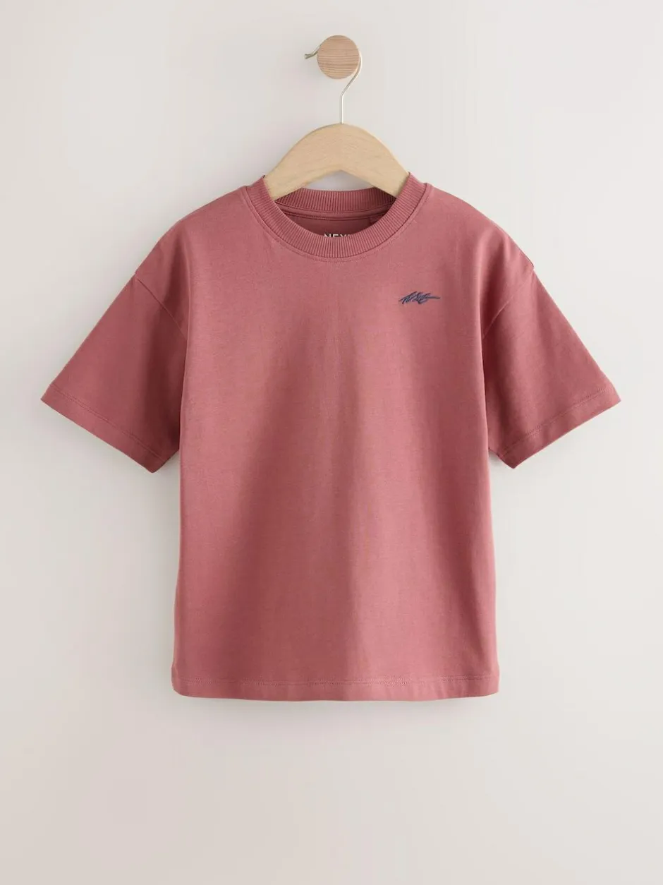 Next Short Sleeve Logo Chest Graphic T-Shirts 4 Pack (3-16yrs) Navy/Grey/Berry Sale