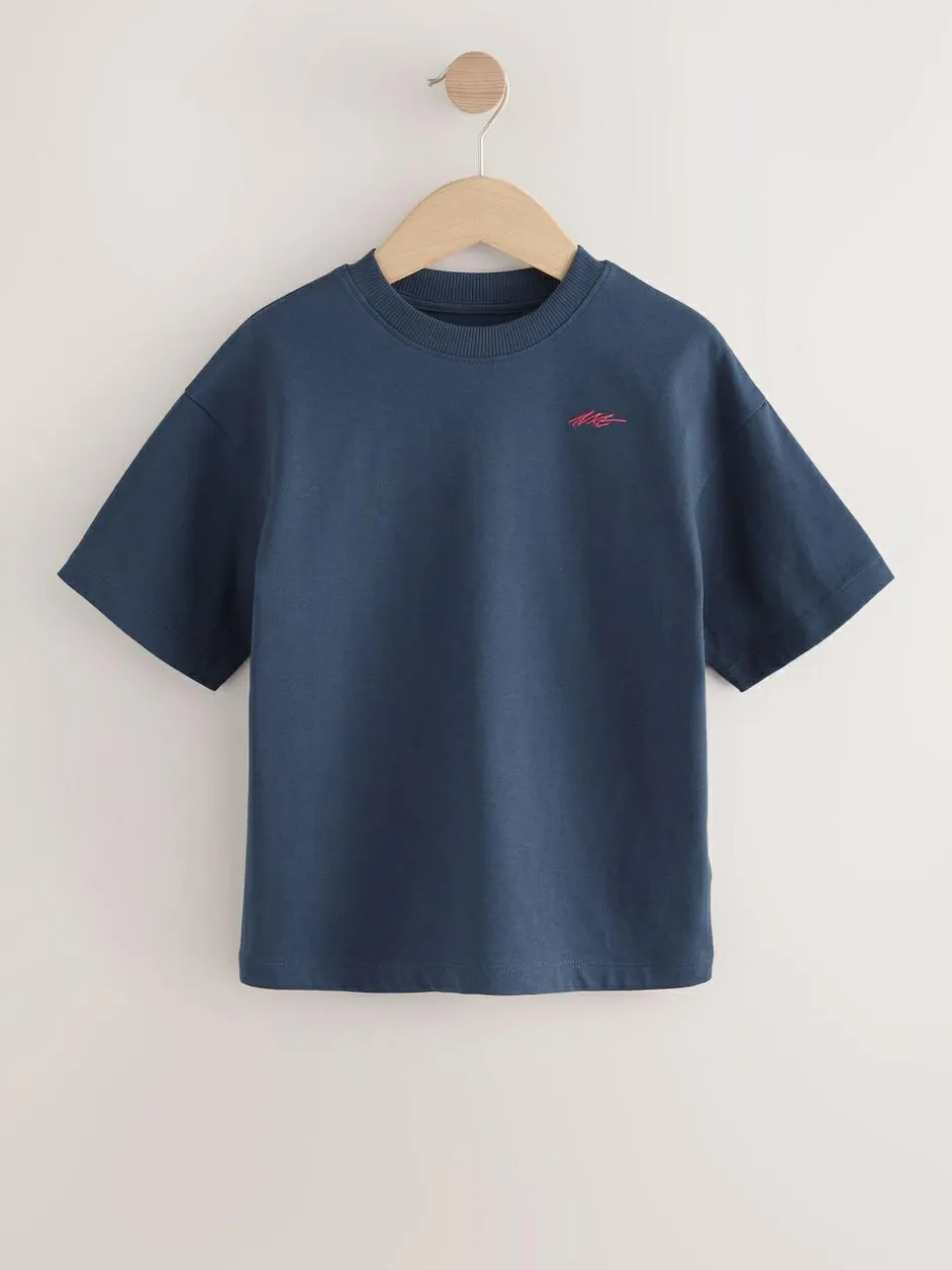 Next Short Sleeve Logo Chest Graphic T-Shirts 4 Pack (3-16yrs) Navy/Grey/Berry Sale