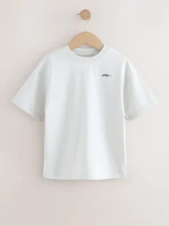 Next Short Sleeve Logo Chest Graphic T-Shirts 4 Pack (3-16yrs) Navy/Grey/Berry Sale