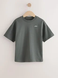 Next Short Sleeve Logo Chest Graphic T-Shirts 4 Pack (3-16yrs) Navy/Grey/Berry Sale