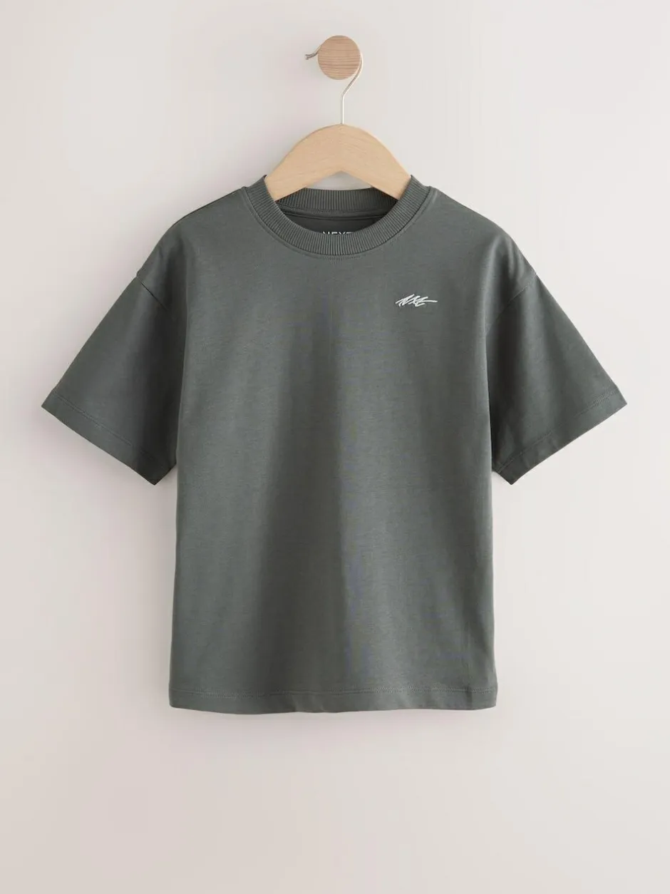 Next Short Sleeve Logo Chest Graphic T-Shirts 4 Pack (3-16yrs) Navy/Grey/Berry Sale