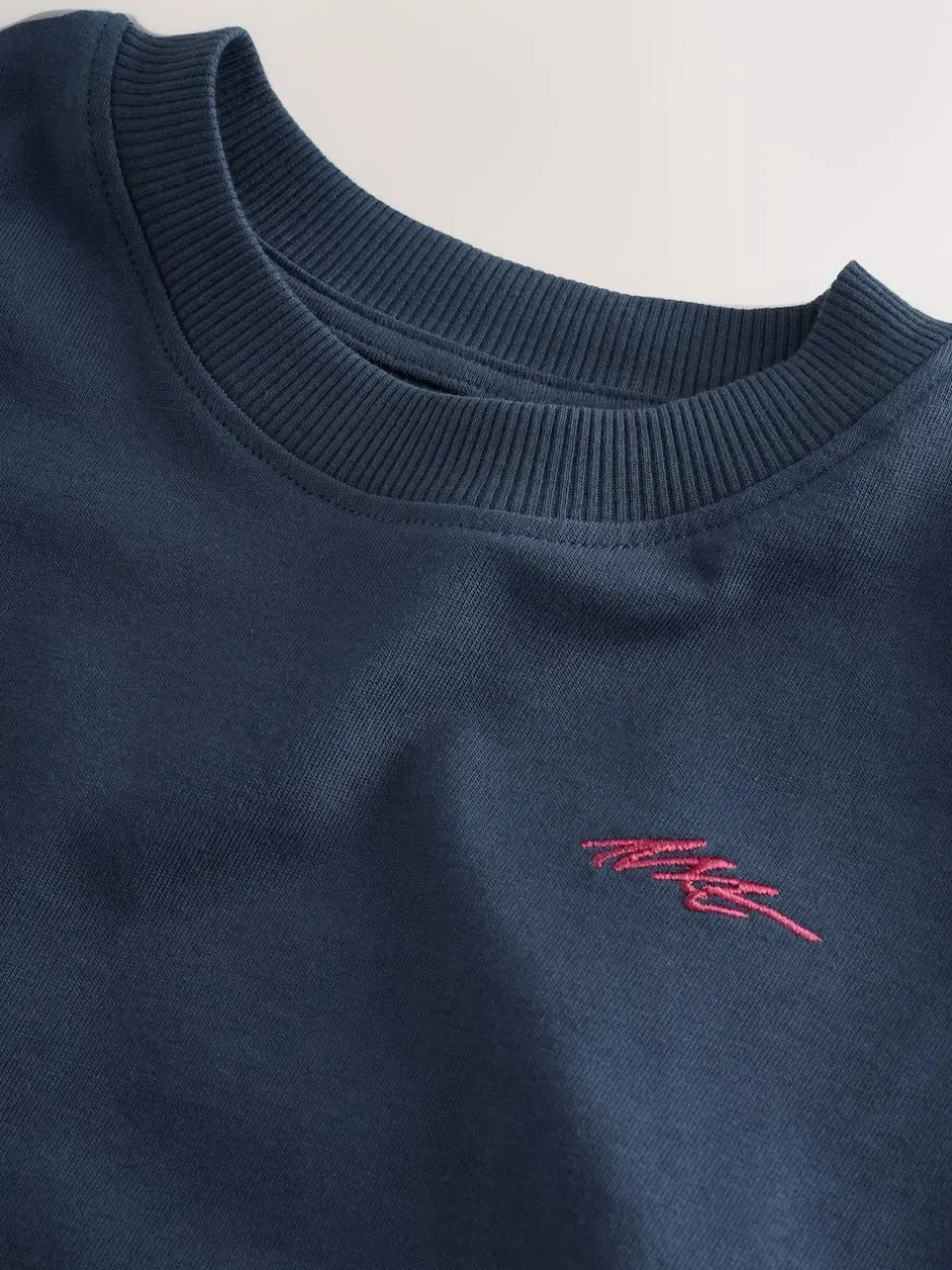 Next Short Sleeve Logo Chest Graphic T-Shirts 4 Pack (3-16yrs) Navy/Grey/Berry Sale