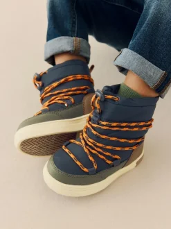 Next Navy/Khaki Thermal Thinsulate™ Lined Quilted Water Resistant Boots Clearance