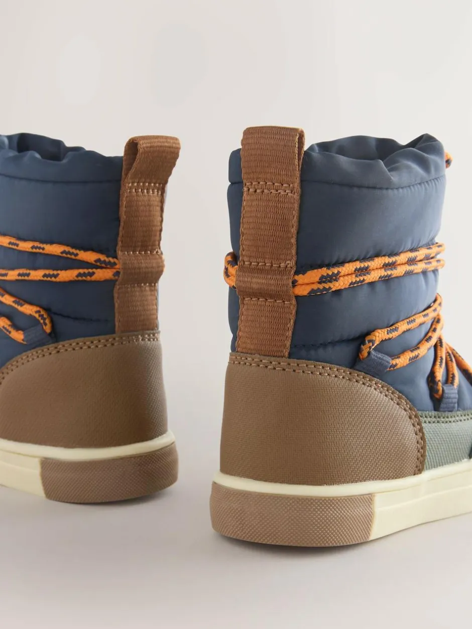 Next Navy/Khaki Thermal Thinsulate™ Lined Quilted Water Resistant Boots Clearance