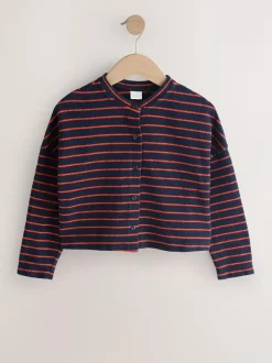 Next Textured Striped Cardigan (3-16yrs) Navy/Red Hot