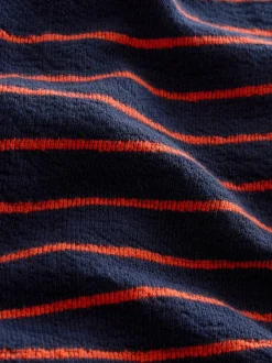 Next Textured Striped Cardigan (3-16yrs) Navy/Red Hot