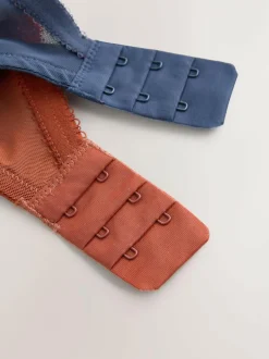 Next Non Pad Balcony DD+ Lace Bras 2 Pack Navy/Rust Clearance