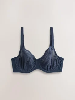 Next Non Pad Balcony DD+ Lace Bras 2 Pack Navy/Rust Clearance