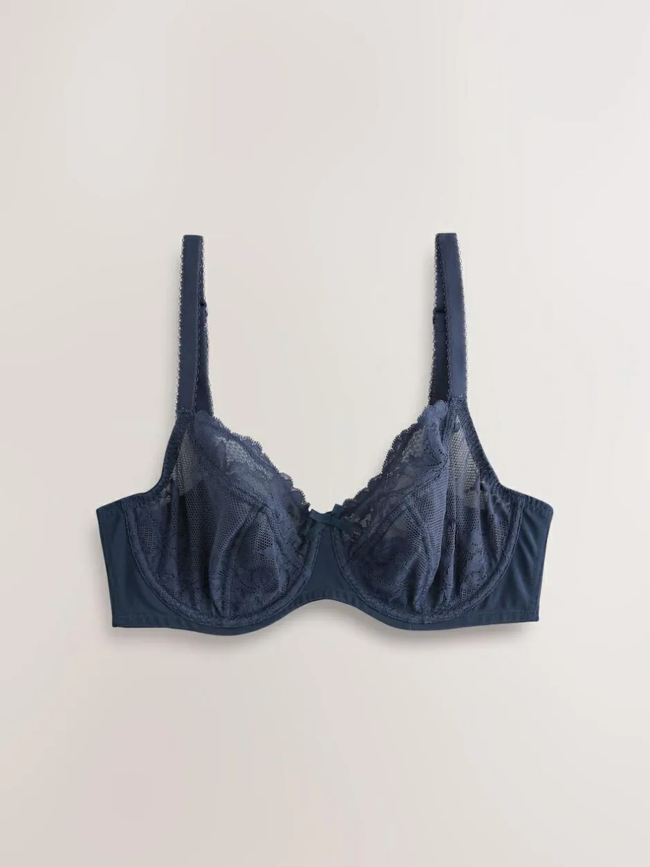 Next Non Pad Balcony DD+ Lace Bras 2 Pack Navy/Rust Clearance