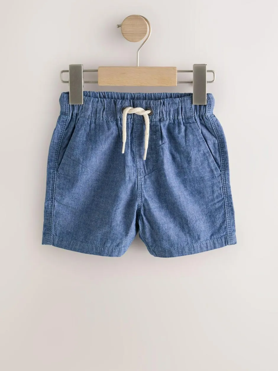 Next Navy/Stone/Chambray Blue Pull On Shorts 3 Pack (3mths-7yrs) Online