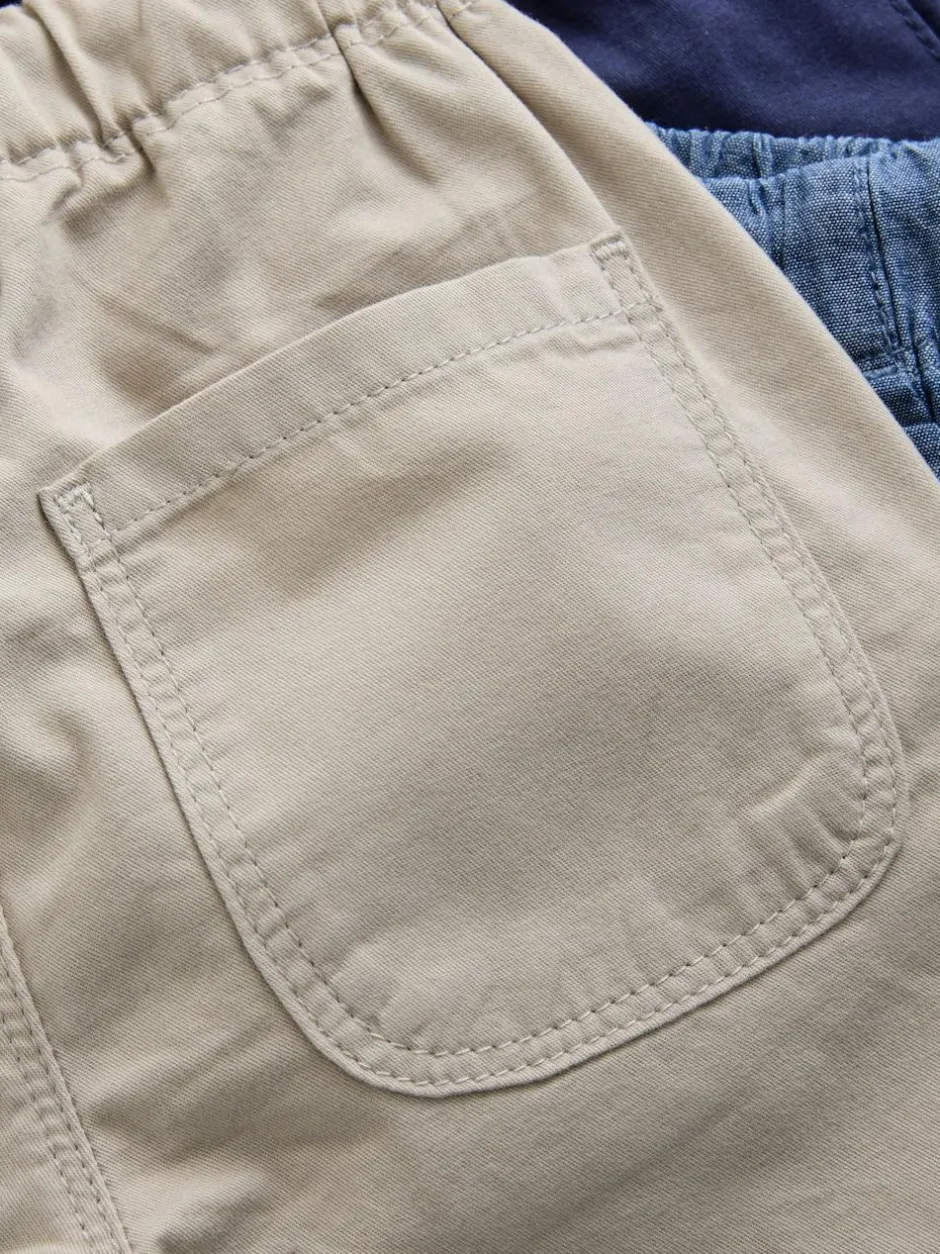 Next Navy/Stone/Chambray Blue Pull On Shorts 3 Pack (3mths-7yrs) Online