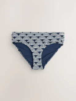Next Navy/White Fan Roll Top Bikini Bottoms Outlet