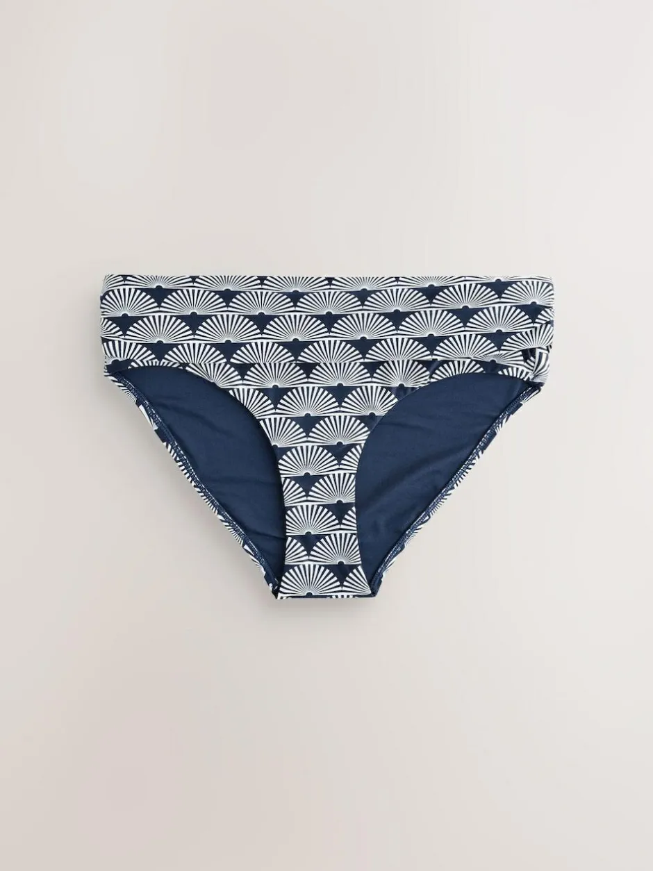 Next Navy/White Fan Roll Top Bikini Bottoms Outlet