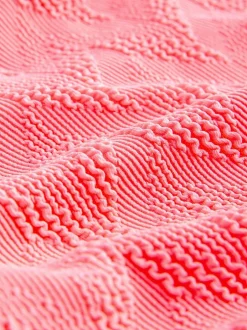 Next Neon Coral Pink Textured Scoop Neck Tummy Control Swimsuit Sale