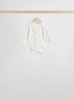 Next Neutral 100% Cotton Long Sleeve Baby Bodysuits 5 Pack Sale