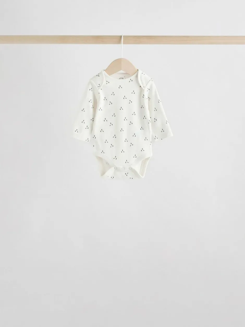 Next Neutral 100% Cotton Long Sleeve Baby Bodysuits 5 Pack Sale