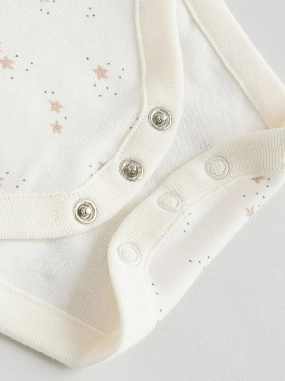 Next Neutral 100% Cotton Long Sleeve Baby Bodysuits 5 Pack Sale