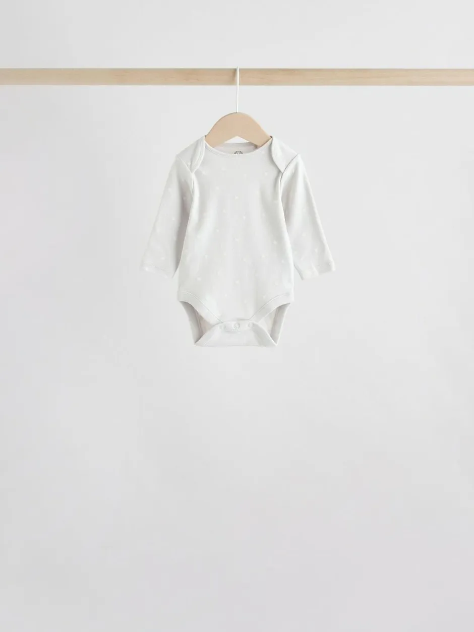 Next Neutral 100% Cotton Long Sleeve Baby Bodysuits 5 Pack Sale
