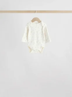 Next Neutral 100% Cotton Long Sleeve Baby Bodysuits 5 Pack Sale