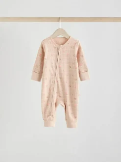 Next Neutral 5 Pack Two Way Zip Baby Sleepsuits (0mths-3yrs) Clearance