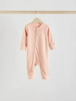 Next Neutral 5 Pack Two Way Zip Baby Sleepsuits (0mths-3yrs) Clearance