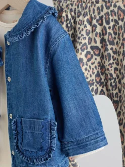 Next Neutral Animal Baby Denim Jacket, Top and Leggings Set 3 Piece (0mths-2yrs) New