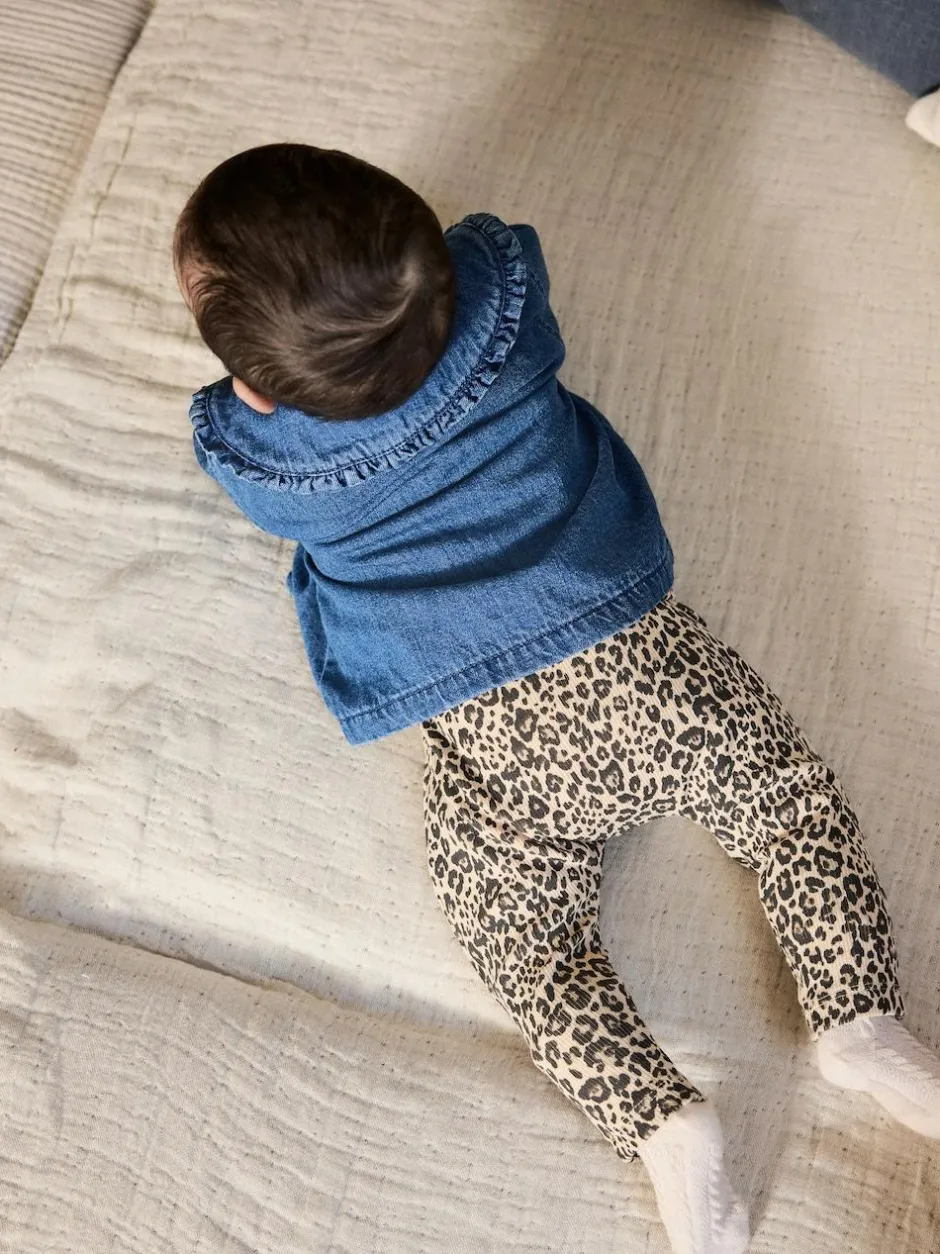Next Neutral Animal Baby Denim Jacket, Top and Leggings Set 3 Piece (0mths-2yrs) New