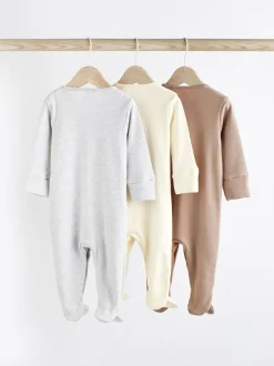 Next Neutral Baby 100% Cotton Sleepsuits 3 Pack (0-2yrs) Sale