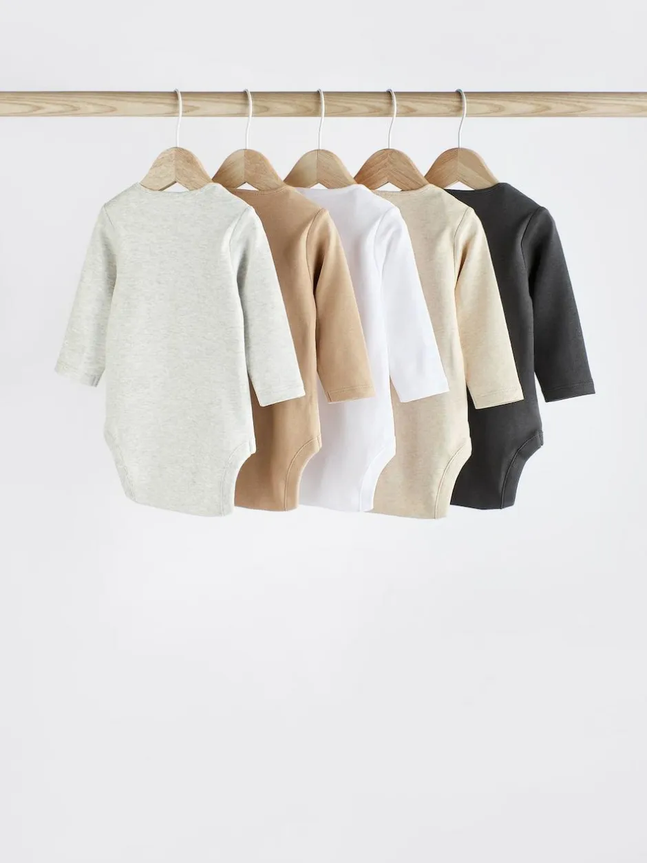 Next Neutral Baby Essential Long Sleeve Bodysuits 5 Pack Hot