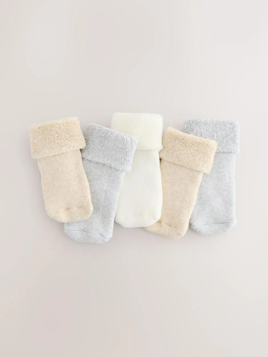 Next Neutral Baby Roll Top Towelling Socks 5 Pack (0mths-2yrs) Best