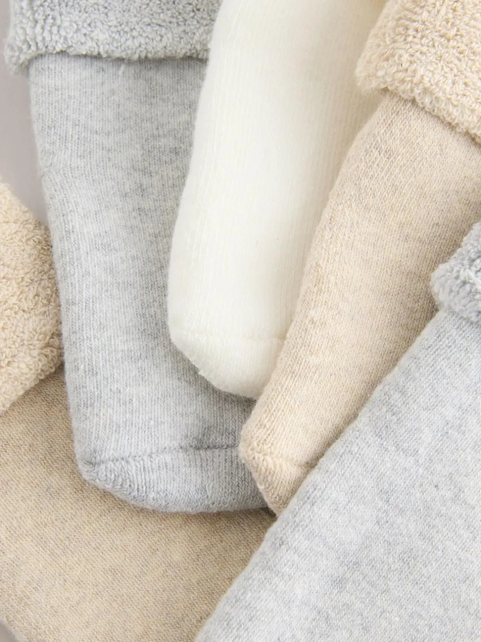 Next Neutral Baby Roll Top Towelling Socks 5 Pack (0mths-2yrs) Best