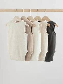 Next Neutral Baby Vest Bodysuits 5 Pack New