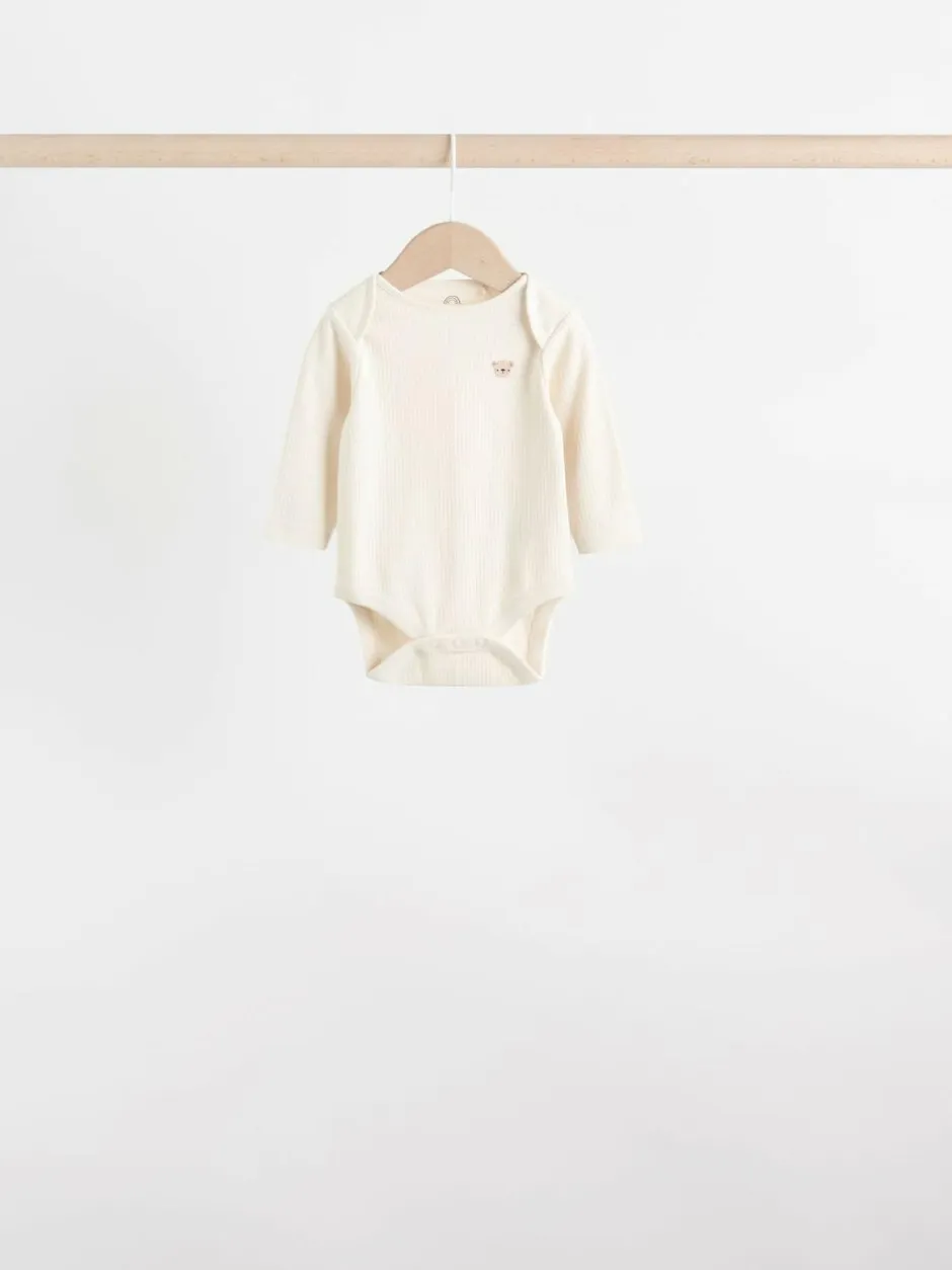 Next Baby Long Sleeve Bodysuits 5 Pack Neutral Bear