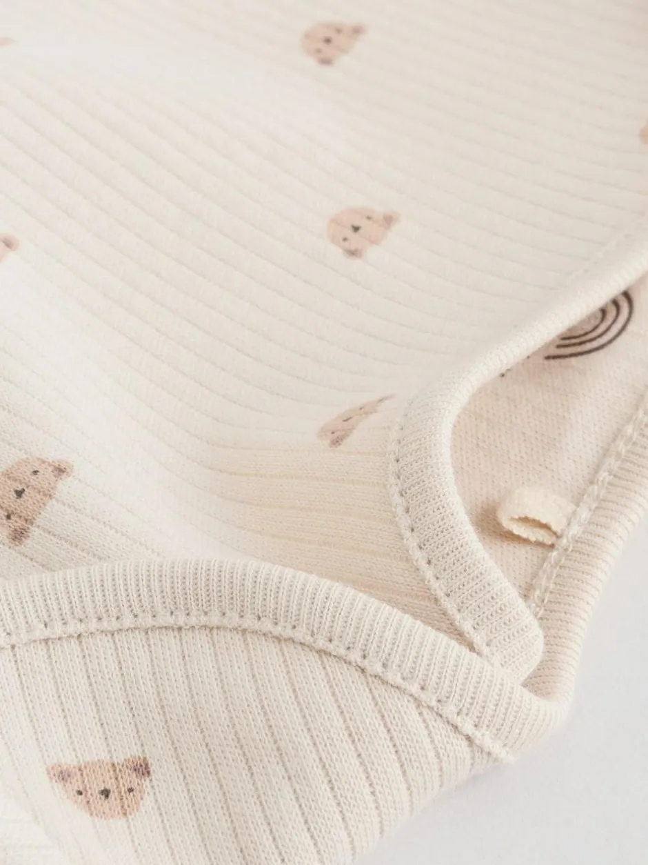 Next Baby Long Sleeve Bodysuits 5 Pack Neutral Bear