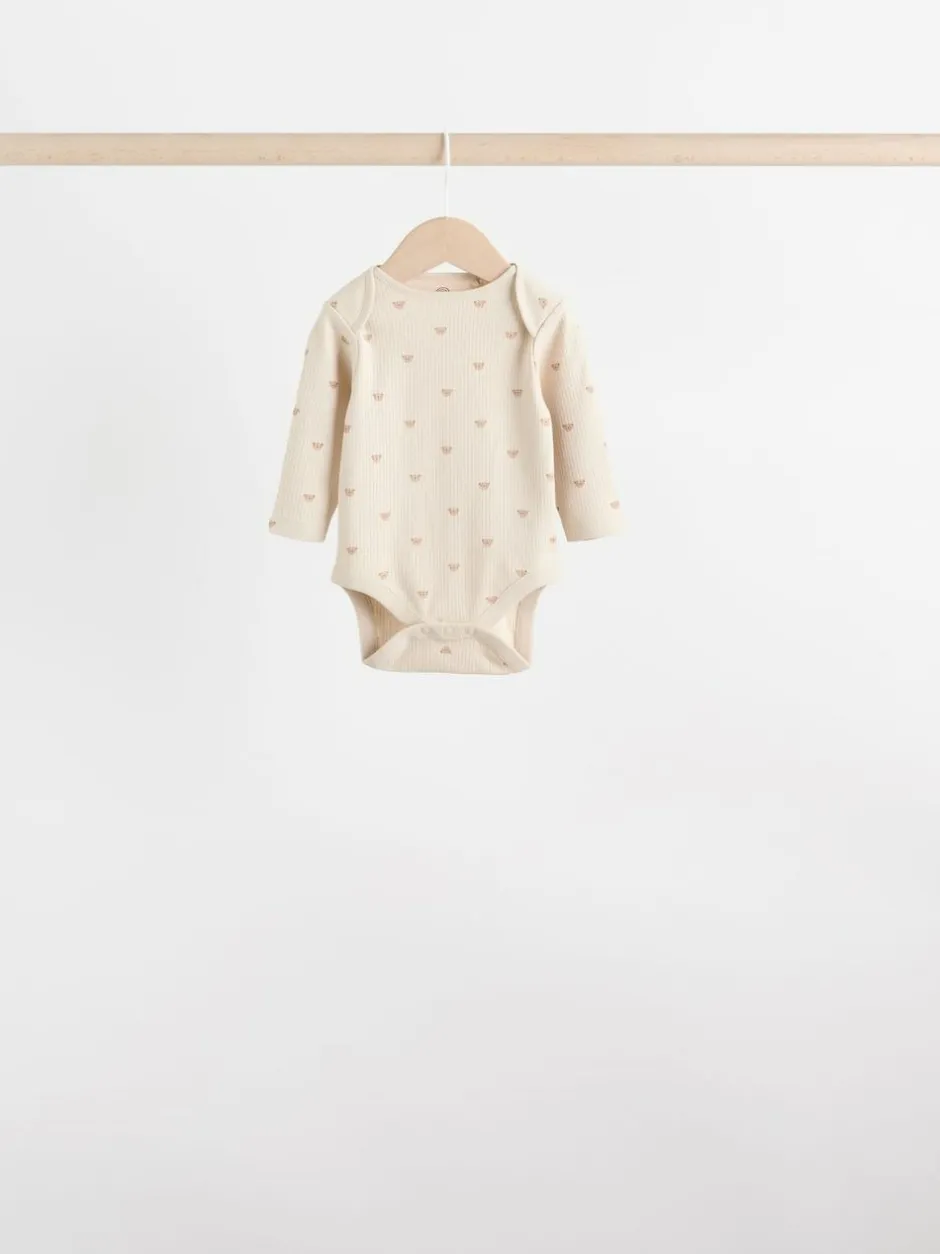 Next Baby Long Sleeve Bodysuits 5 Pack Neutral Bear