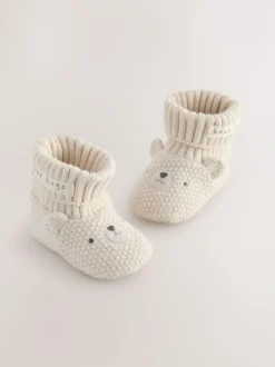 Next Neutral Bear Baby Sock Top Boot Shoes (0-18mths) Sale