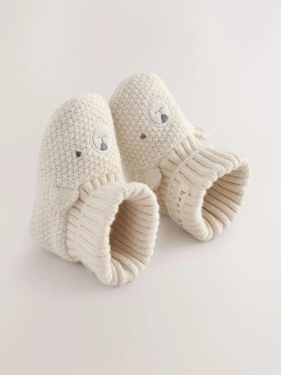 Next Neutral Bear Baby Sock Top Boot Shoes (0-18mths) Sale