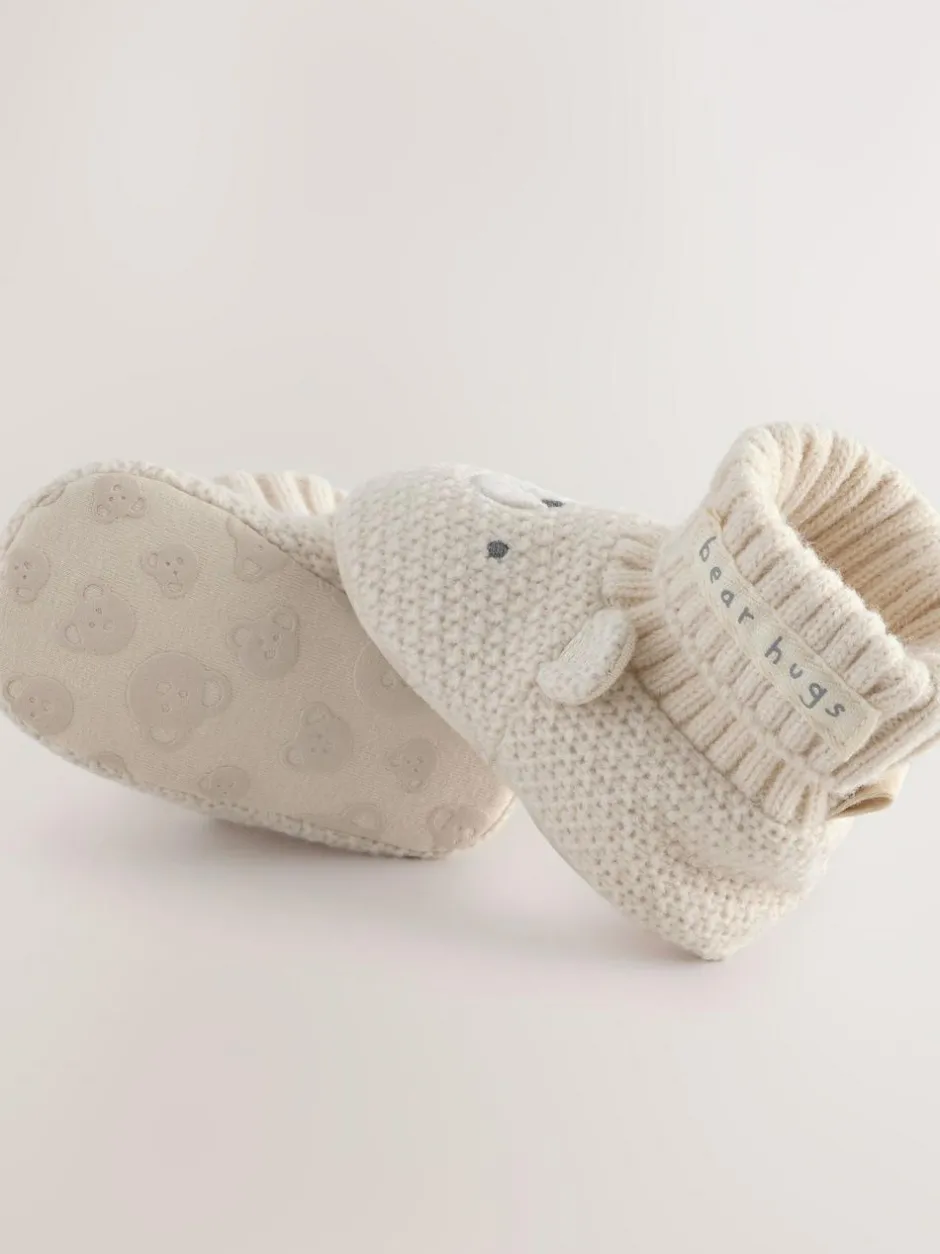 Next Neutral Bear Baby Sock Top Boot Shoes (0-18mths) Sale