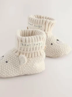 Next Neutral Bear Baby Sock Top Boot Shoes (0-18mths) Sale