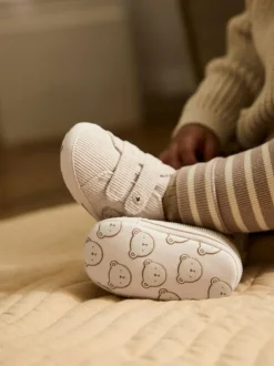 Next Baby Touch Fastening Trainers (0-2mths) Neutral Bear Outlet