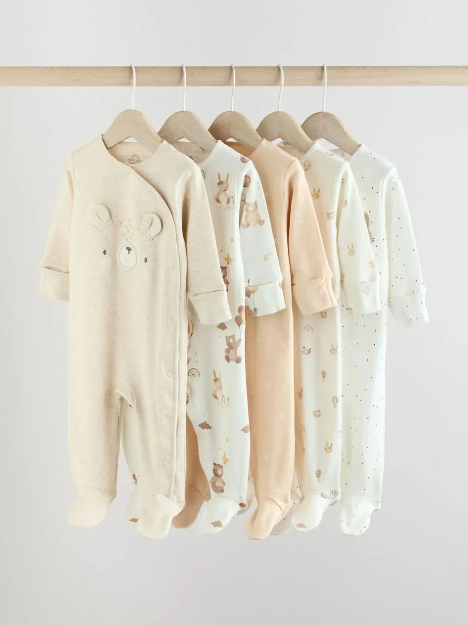 Next Neutral Bear Character Sleepsuits 5 Pack (0mths-2yrs) Clearance