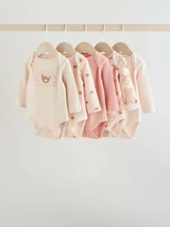 Next Long Sleeve Baby Bodysuits 5 Pack Neutral Bear New