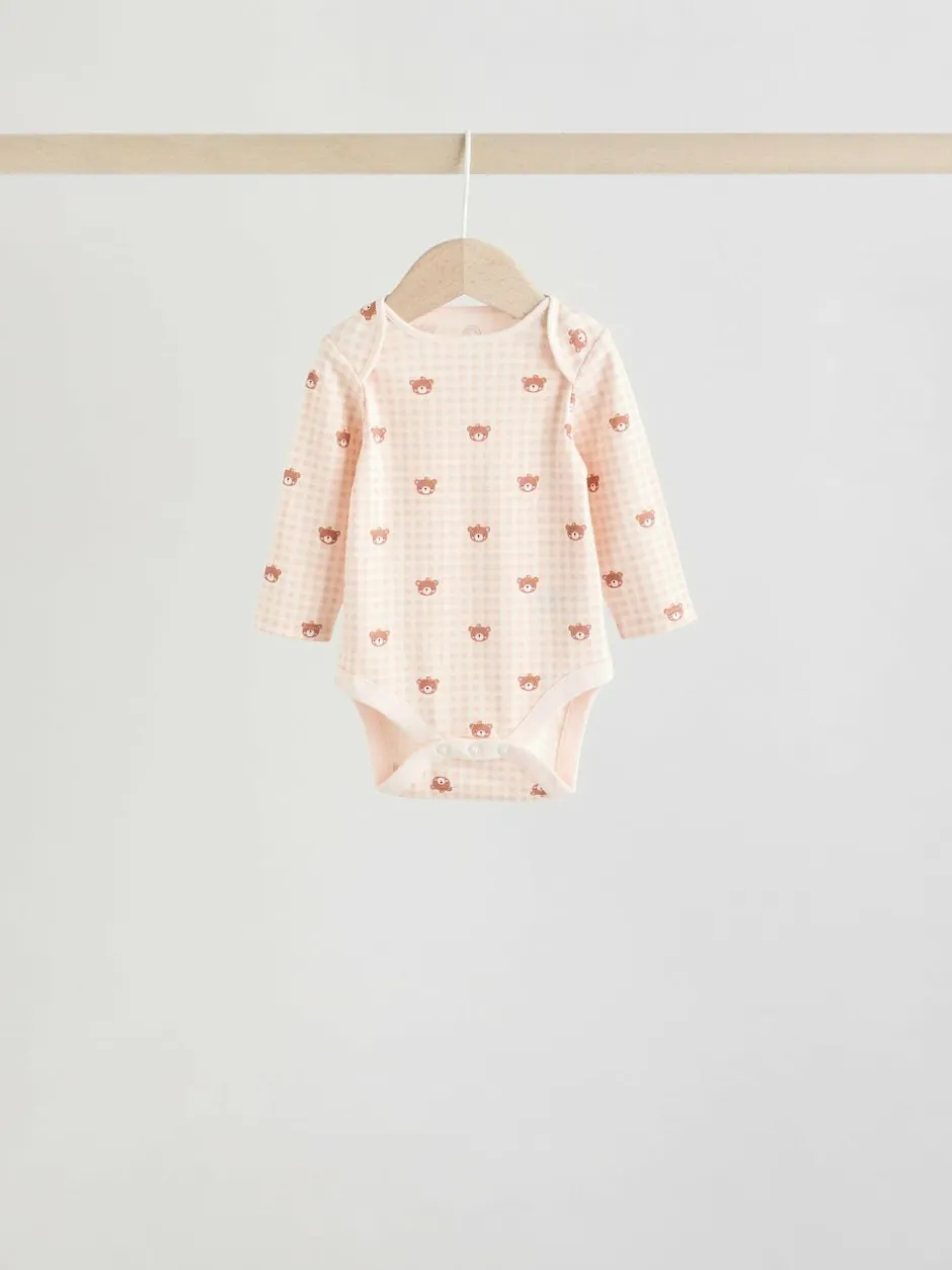 Next Long Sleeve Baby Bodysuits 5 Pack Neutral Bear New