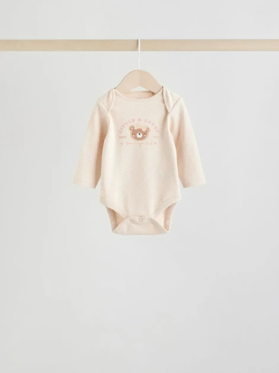 Next Long Sleeve Baby Bodysuits 5 Pack Neutral Bear New
