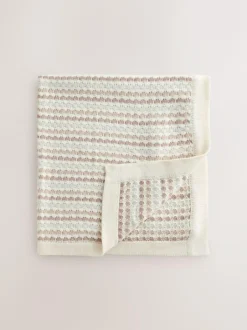 Next Neutral Bobble Bobble Stripe Knitted Baby Blanket Sale