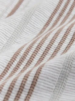 Next Regular Fit Stripe Short Sleeve Jersey Shirt Neutral Brown Hot