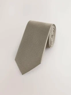 Next Neutral Brown Slim Textured Tie Online