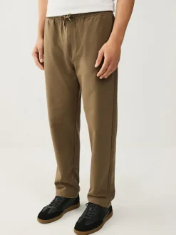 Next Textured Twill Straight Leg Joggers Neutral Brown New