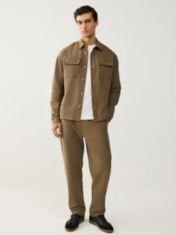 Next Textured Twill Straight Leg Joggers Neutral Brown New