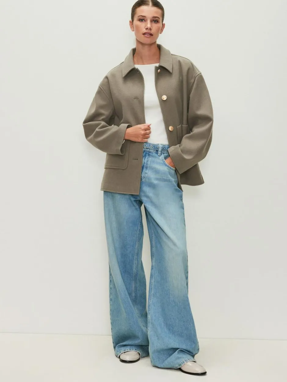 Next Brushed Collared Jacket Neutral Hot
